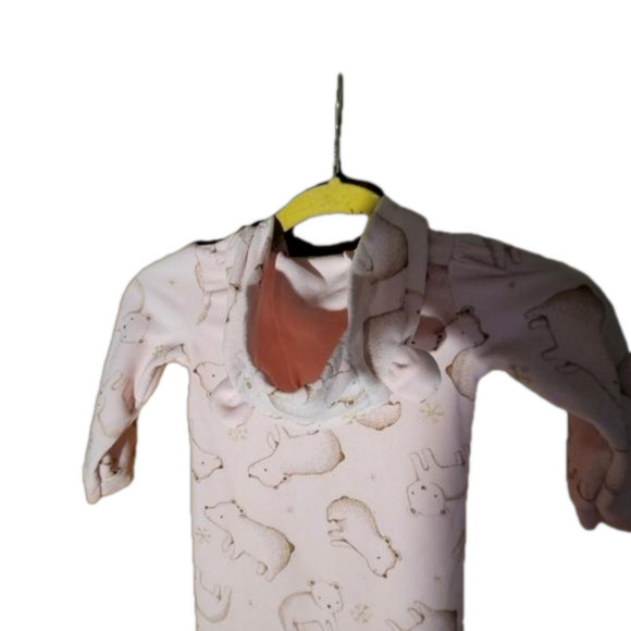 Child Of Mine By Carter's Light Pink Onsie With Bears And Middle Zipper Size 24M - Picture 7 of 9